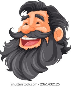 A cheerful cartoon man with a stylish beard and mustache
