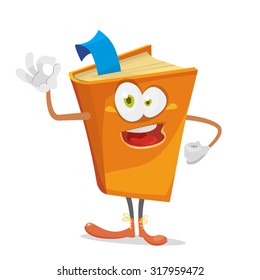 cheerful cartoon orange book