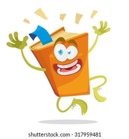 cheerful cartoon orange book