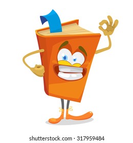 cheerful cartoon orange book
