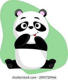 Cheerful cartoon panda showing tongue