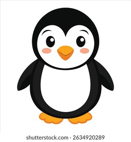 Cheerful Cartoon Penguin with Winter Scarf and Hat in Snowy Setting
