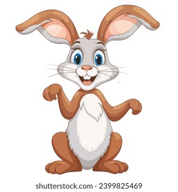"Cheerful Cartoon Rabbit with Carrots"