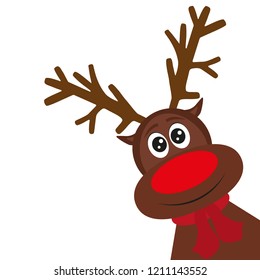 Cheerful cartoon reindeer on a white background