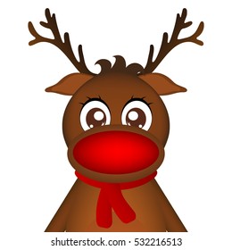 Cheerful cartoon reindeer on a white background, vector.