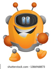 Cheerful cartoon robot illustration vector on white background