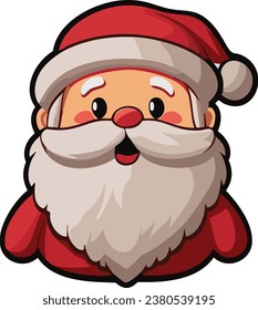 Cheerful Cartoon Santa Claus with a Long White Beard and a Festive Red Hat - Christmas Character Illustration