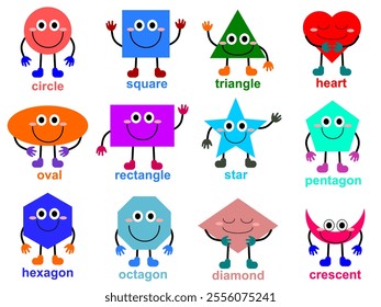 Cheerful Cartoon Shapes with Smiling Faces