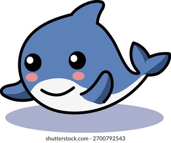 Cheerful cartoon shark smiling widely. Ideal for stickers, social media emojis, and children’s illustration sets.