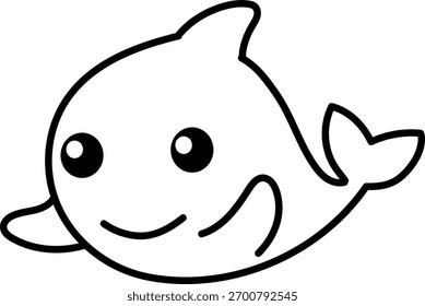 Cheerful cartoon shark smiling widely. Ideal for stickers, social media emojis, and children’s illustration sets.