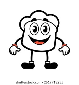 Cheerful Cartoon Slice of Bread with a Wide Smile