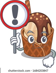 Cheerful cartoon style of coffee ice cream holding a sign