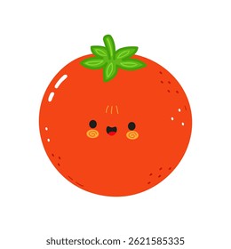 A cheerful cartoon Tomato with a big smile and happy expression, perfect for food illustrations.