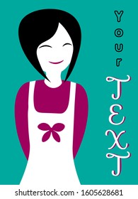 cheerful cartoon woman in apron
