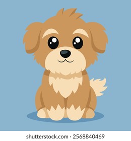 A cheerful, cartoon-style illustration of a golden retriever puppy.