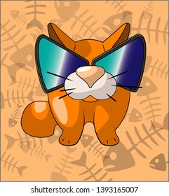 A cheerful cat in different images, a beautiful picture for the cover of a postcard.