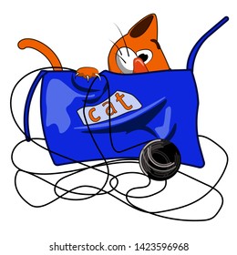 A cheerful cat in different images, a beautiful picture for the cover of a postcard.