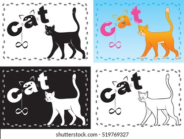 Cheerful cat leaves a trail