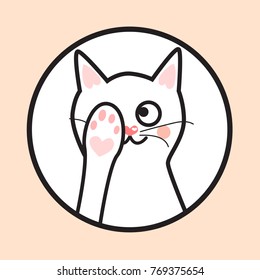 Cheerful cat for logo. Cat's foot vector illustration.