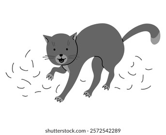 A cheerful cat is playing pranks. Scratching with claws. Cute pet. Animal life. Cartoon vector illustration isolated on white background