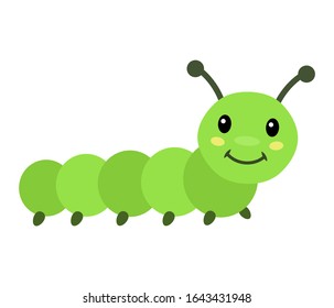 Cheerful Caterpillar Cartoon On White Background, Vector Illustration