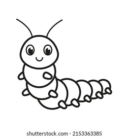 
Cheerful caterpillar. Icon. Coloring pages. black and white picture.