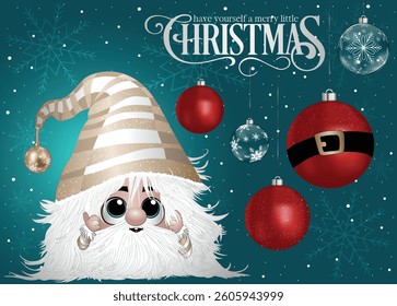 A cheerful character, adorned with Christmas decorations.