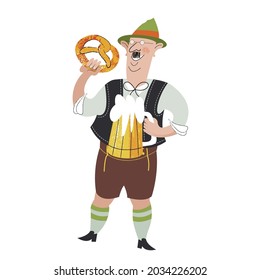 A cheerful character of the Oktoberfest festival. Vector illustration.