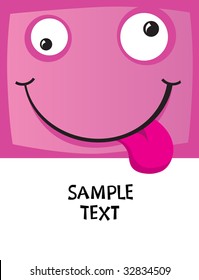 The cheerful character with a smile and tongue an illustration, a place for the text