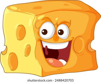 Cheerful cheese block with a big smile