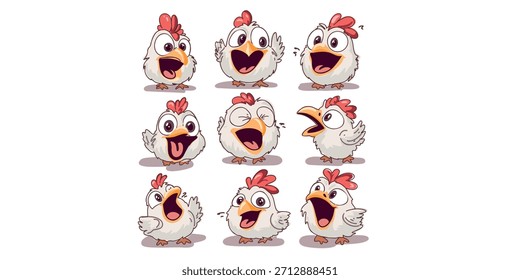 Pollitos alegres Conjunto de Ilustración vectorial plana Animales lindos