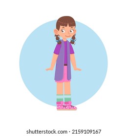 Fröhliche, kinderaktive Pose, Cartoon-Stil, flache Illustration