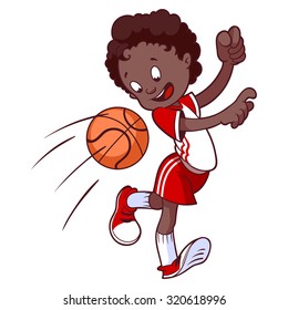 Cheerful Child Playing In Dodgeball. Cartoon Vector Illustration.