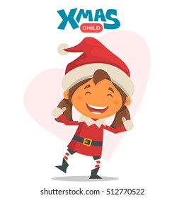 Cheerful child. Winter illustration on the theme of Christmas and New Year
