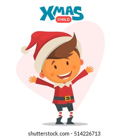 Cheerful child. Winter illustration on the theme of Christmas and New Year