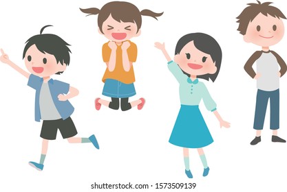 Cheerful Children Kids Happy Smiling Stock Vector (Royalty Free ...