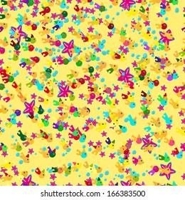 cheerful children seamless pattern with colorful cartoon fishes