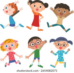Cheerful children in various poses