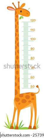 Cheerful children's giraffe meter wall from 50 to 120 centimeter
