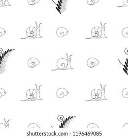 Cheerful children's pattern Attractive handmade snails Element for the design of packaging, textiles, tiles, wallpaper