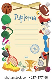 cheerful children's sports diploma vector illustration