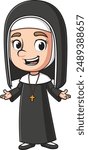 Cheerful christian nun vector illustration