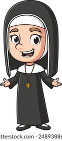 Alegre monja cristiana Ilustración vectorial