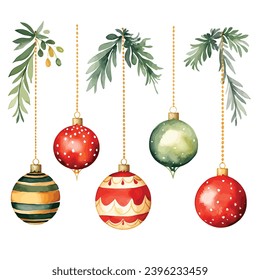 Cheerful Christmas Decor: Cute Watercolor Clipart Set for Children's Book