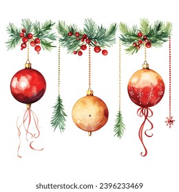 Cheerful Christmas Decor: Cute Watercolor Clipart Set for Children's Book