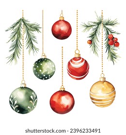 Cheerful Christmas Decor: Cute Watercolor Clipart Set for Children's Book