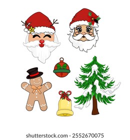 Cheerful Christmas Santa element happy characters set