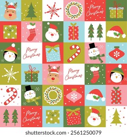 cheerful christmas seamless pattern design