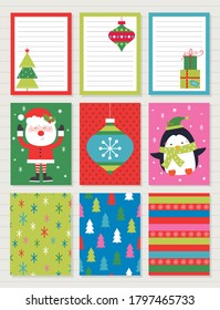 cheerful christmas set with cute design 