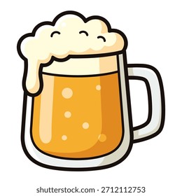 Uma caneca de cerveja alegre, limpa e com tons dourados e espuma espumosa. Ideal para sinalização de bar, mercadoria de bar, gráficos de festa e decoração com tema de bebida.